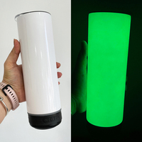 Stok USA pengisian daya USB 20oz cahaya putih dalam gelap sublimasi lurus kosong Speaker pemutar musik pintar Tumbler untuk pencetakan panas