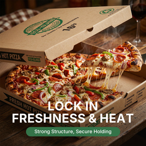 Wellons Custom Brown Kraft Corrugated Board <b>Pizza</b> <b>Box</b> with Glossy & Matt Lamination Embossing Printing Handling Options - Product Image 4