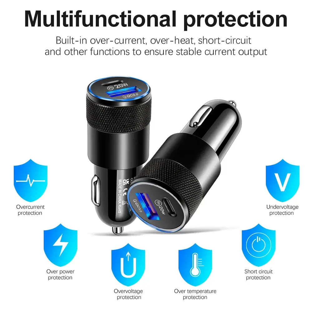 ORANGLES USB Mini Car Charger 38W PD QC3.0 Aluminum Alloy 2 Ports Quick Charging Bahrain - elegant presentation - exhibiting components - Image 6 of 6 | ideal for home | Discount on USB Mini Car Charger 38W PD QC3.0 Aluminum Alloy 2 Ports Quick Charging Bahrain Virginia | Free Shipping ORANGLES