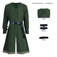 Tunique de Chevalier Templier Renaissance avec Ceinture, Costume de Scène Rétro Viking Pirate