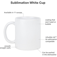 Vente en gros de tasses à café en céramique blanche de 11 oz avec logo personnalisé imprimé, écologiques, modernes, pour la sublimation, vierges, pour Noël