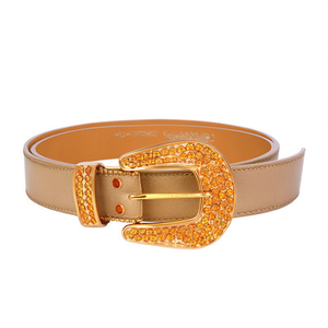 Cintura in Pelle con Mezza Fibbia e Strass 3.8x105cm Accessorio Moda Donna - Product Image 2