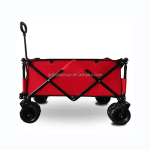 Folding Shrink structure collapsible wagon beach wheels big wheels stroller wagon red yard carts