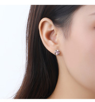 Moyu Schmuck Großhandel Trendige Minimalistische Blumenform Großer Hauptstein Zirkon 925 Sterling Silber Feine Ohrstecker für Damen