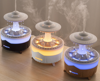 Humidificateur d'air domestique de bureau à ultrasons avec télécommande, innovation unique, diffuseur d'arômes UFO en forme de nuage et de goutte de pluie, personnalisable OEM