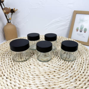 Pot de conteneur de concentré en verre transparent 5ml 9ml Pots en verre ronds carrés à profil bas avec capuchon de couvercle résistant aux enfants - Product Image 5