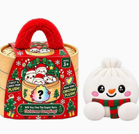 Jouet promotionnel de Noël en peluche en forme de boulette, jouet anti-stress à presser avec panier vapeur, cadeau mignon en forme de boulette