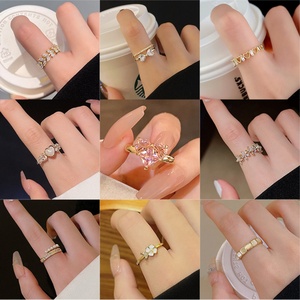 Korean Style Light Luxury Natural Stone Zircon Pearl Alloy Women's Vintage Open <b>Ring</b> Instagram Style All-match Exquisite Jewelry - Product Image 3