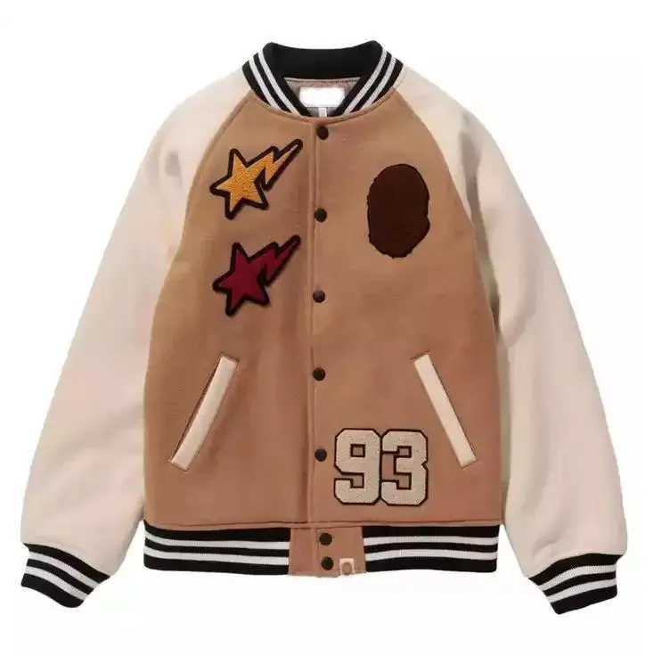 Custom Quality Design Bomber Jacket Men Leather Sleeves Chenille Embroidery Baseball Letterman Varsity Jackets For Mens