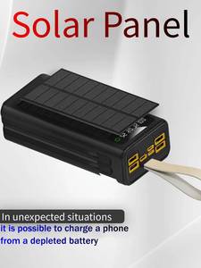 Batterie externe avec <span class=keywords><strong>panneau</strong></span> <span class=keywords><strong>solaire</strong></span> 22,5W, capacité 100000mAh, écran LED et charge rapide 65W pour la vente en gros (également disponible en 80000mAh et 50000mAh) - Product Image 4