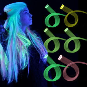 AliLeader 20 pollici con una Clip di estensione dei capelli luminosi luminosi capelli sintetici lucenti nell'oscurità decorativa - Product Image 1