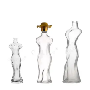 150毫升500毫升600毫升透明女人体形独特白酒玻璃瓶批发带软木塞的空玻璃瓶