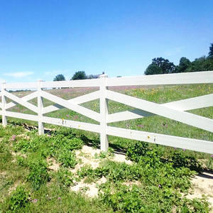 Poste y riel de vinilo de 60 pies de altura, vallas de PVC para caballos, 5 pies. X 8 pies. Valla de barrera de vinilo blanco clásico - Product Image 2