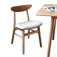 Chaise de restaurant moderne en bois massif avec siège en cuir, chaise de salle à manger, chaise d'appoint en bois pour restaurant et café