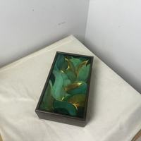 Boîte à bijoux en bois vintage chinoise, couvercle floral doré vert, boîte de rangement rigide, boîte cadeau