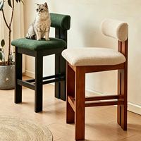 Tabouret de bar en bois massif de style français, chaise haute de salle à manger, chaise de comptoir de style mi-siècle pour la maison
