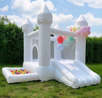 Château gonflable commercial en PVC avec toboggan et blocs de construction Lego, personnalisable en couleur et logo