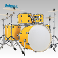 Batterie de percussions en PVC laminé style érable, grand timbal suspendu étendu, batterie de jazz professionnelle à 5 fûts et multi-cymbales pour performance