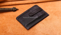 Porte-cartes d'identité en cuir véritable avec logo personnalisé en relief, blocage RFID, impression numérique, modèle OEM ODM TSH