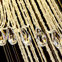 Lustre moderne en acier inoxydable pour villa, luminaire suspendu long pour plafond haut, lustre LED de luxe en cristal pour escalier