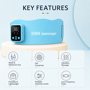 Ceinture de massage portable EMS pour la taille, huit modes, 18 niveaux d'intensité, grande zone de massage, chauffante et vibrante - Product Image 3