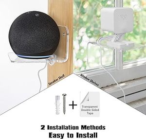 Juego de estantes de pared pequeños de acrílico para cámaras de seguridad altavoces BabyMonitors estante adhesivo fácil de instalar sin taladro con clips para cables - Product Image 4