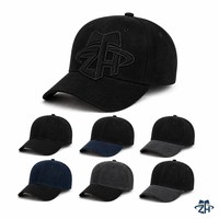 Casquette de baseball unisexe en daim noir, snapback, six panneaux, visière incurvée, doublure en satin, réglable, logo brodé personnalisé