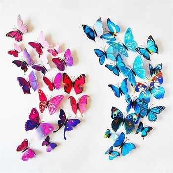 Guirlandes Papillons 3D En Papier - Lot De 6, Longueur 2,7m, Bleu, Pour Décoration Fête