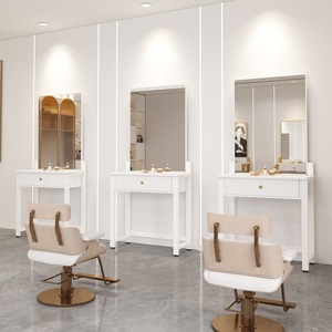 Station de Salon Tout-en-Un avec Miroir – Poste de Travail Professionnel pour Barbiers et Meuble de Coiffure - Product Image 4