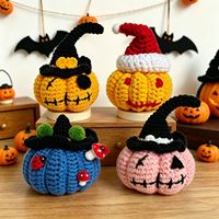 Poupée citrouille d'Halloween au crochet faite à la main, mignonne, en peluche, décoration de table ou de voiture, cadeau de fête
