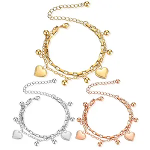 New 2021 Stainless Steel Love Heart Bracelets For Women Party Gift Fashion Joyas de Chain Charm Bracelets