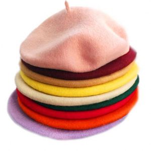 Wholesale Solid Color Plain Wool Felt Beret Hat for Women - Product Image 1
