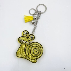 Custom Snail Keychain Rhinestone Snail Shaped Keyring Mini Animal Figures Key <b>Bag</b> <b>Charms</b> Gifts - Product Image 2