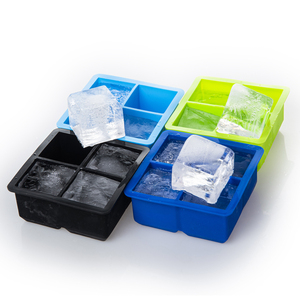 Bandeja de cubitos de hielo de silicona cuadrada <span class=keywords><strong>Jumbo</strong></span>, molde de congelador extragrande para cócteles, café y repostería - Product Image 3