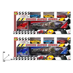 Camión de Juguete de Plástico de Alta Velocidad con Fricción y 3 Autos, 58x24x9 cm, Certificado EN71, para Niños de 3+ Años - Product Image 2