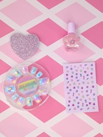 MoraDora Kit d'ongles pour enfants 2 en 1 sur le thème des nœuds Vernis à ongles non toxiques à presser et autocollants pelables pour les enfants de 5 ans et plus