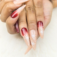 Uñas a presión almendra largo blanco copo de nieve diseño alta calidad reutilizable fábrica al por mayor