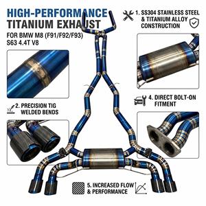 Sistema de Escape Catback Vortex Valvetronic para BMW M8 F91 F92 F93 S63 4.4T V8, Titanio Azul Quemado, Rendimiento de Carreras - Product Image 1