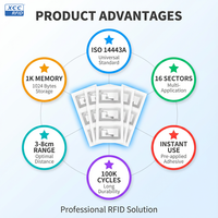 Étiquettes RFID programmables F08/FM11RF08 Wet Inlay 40x25mm-13.56MHz ISO14443A 1024 octets pour le suivi des actifs