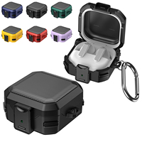 Étui pour Samsung Galaxy Buds 4/4 Pro, texture en fibre de carbone, coque antichoc, crochet intégré, verrouillage par interrupteur, protection contre les chutes, coque rigide