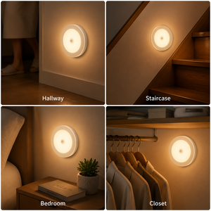 Round LED Night <b>Light</b> Warm White <b>Sensor</b> Control Battery Operated Minimalist Design for Bedroom - Product Image 2