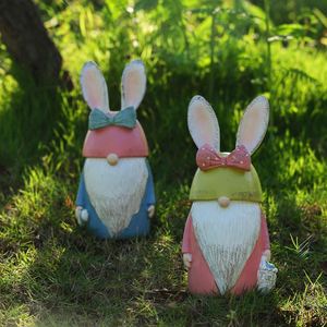 Figura Decorativa de Gnomo con Orejas de Conejo de Pascua, de Resina, con Lazo y Cesta, para Decoración de Mesa, Hogar y Jardín - Product Image 2