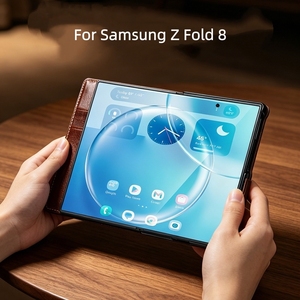 เคสหนังแท้แบบพับได้สำหรับ Samsung Z Fold 8 ป้องกันการกระแทกแบบเต็มตัว พร้อมช่องใส่บัตรและแม่เหล็ก - Product Image 4