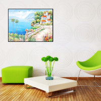 Peinture Diamant 5D Personnalisée Paysage Moderne Imprimé Numérique Château en Bord de Mer DIY pour Décoration Intérieure en Gros