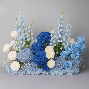 Mur de fleurs décoratif pour mariage, ciel bleu, fleurs artificielles en soie teintée à la main, style romantique, pour mariage et fiançailles - Product Image 6