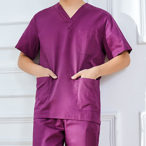 ชุดสครับแขนสั้นสีเขียวเข้มผ้าฝ้ายแท้สำหรับแพทย์พยาบาลชุดกันเชื้อ - Product Image 5