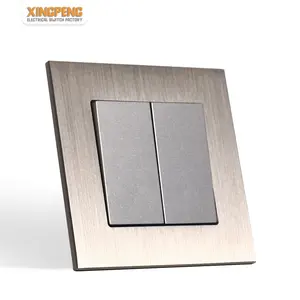 Manufacturer light switch cover plate aluminum 2 gang 1 way 2 ways light switch 220-250v on/ off switch