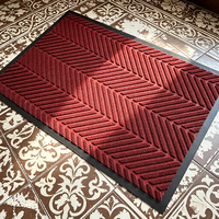 Tapis d'entrée noir à chevrons, tapis texturé en relief, paillasson antidérapant avec bordure pour la maison, le bureau et l'usage commercial