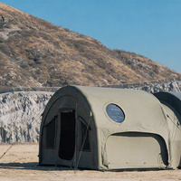 Tente tunnel gonflable en coton technique avec fond en PVC, 10 mètres carrés, résistante au vent, pour le camping familial