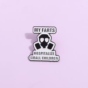 Le mie scoregge ricoverano i bambini piccoli "frase divertente smalto spilla maschera antigas zaino distintivo regalo - Product Image 4